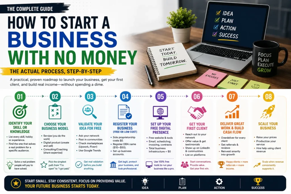 How to Start a Business With No Money (The Actual Process) Step-by-Step Discuss